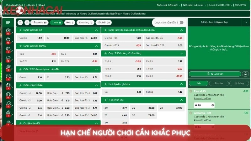 Hạn chế người chơi cần khắc phục